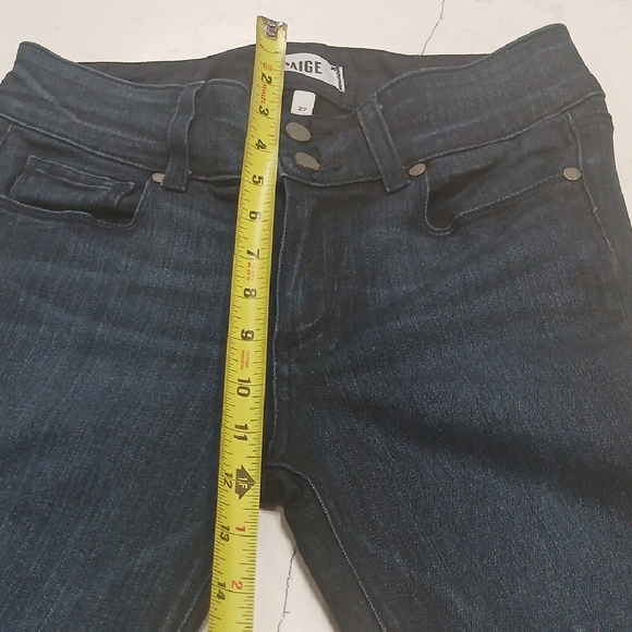Womens Blue Denim Jeans By Paige, Sz 27, Straight Cut , Long Leg, Stretch - Picture 14 of 15